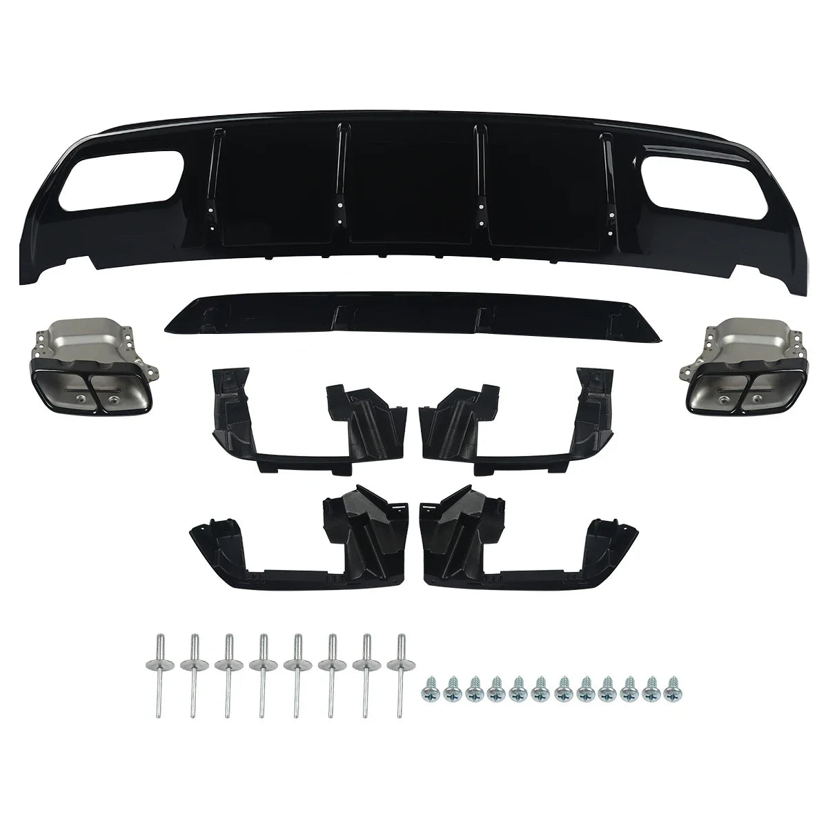 For Mercedes Benz W176 Bumper Diffuser with Exhaust Tips 2012-2018 A45 AMG A160/180/200/220/250 Hatchback Rear Revix