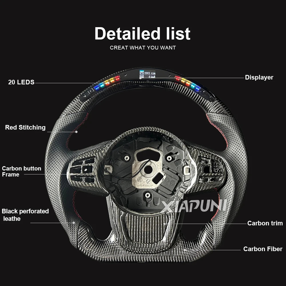 Customized LED RPM Steering Wheel For Toyota Supra A90 A91 2019-2024 Model Carbon Fiber Racing Wheel Revix