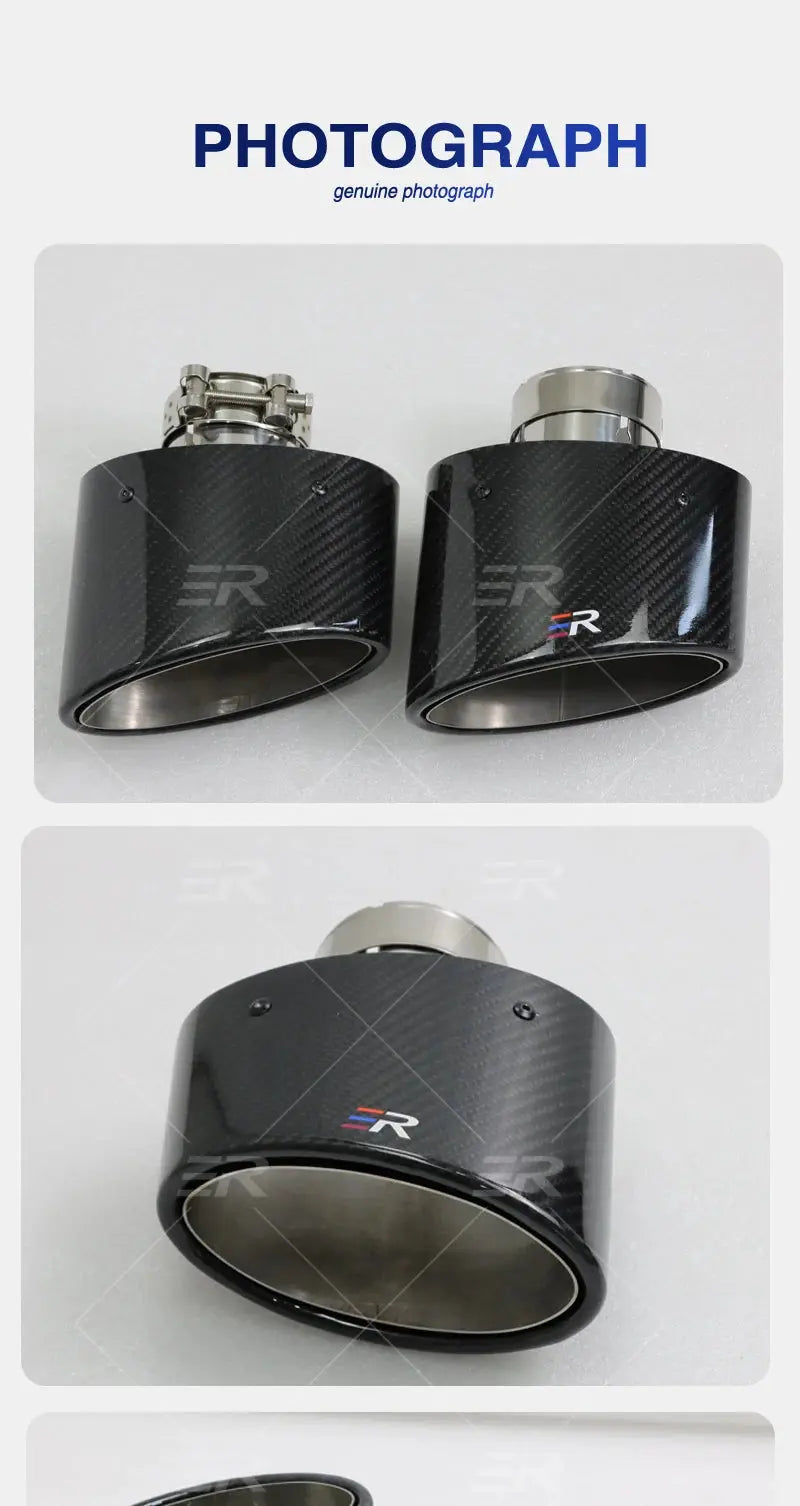 ER Exhaust Racing Real Carbon Fiber Oval Shape Exhaust Tips for Universal car Exhaust Modified Muffler Nozzle Upgrade Revix
