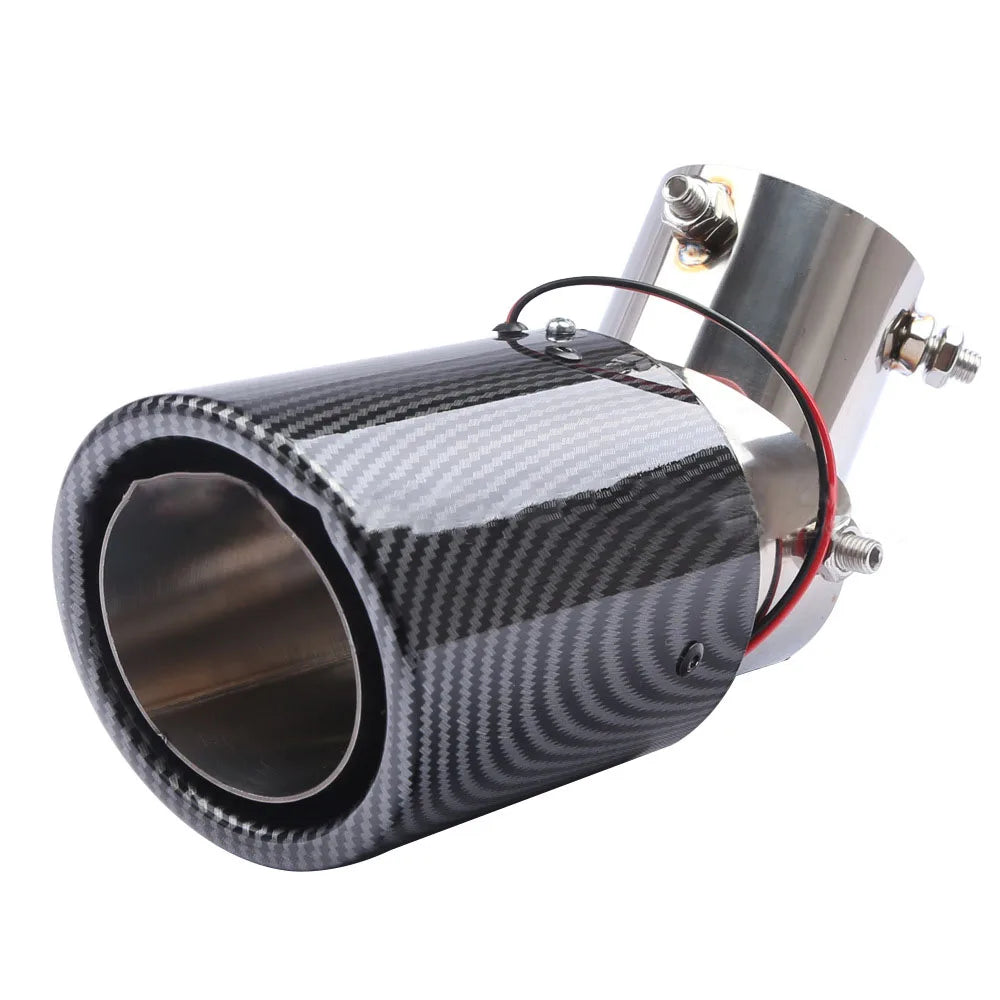 Universal Carbon Fiber Tailpipe With Led Lights 63mm Revix