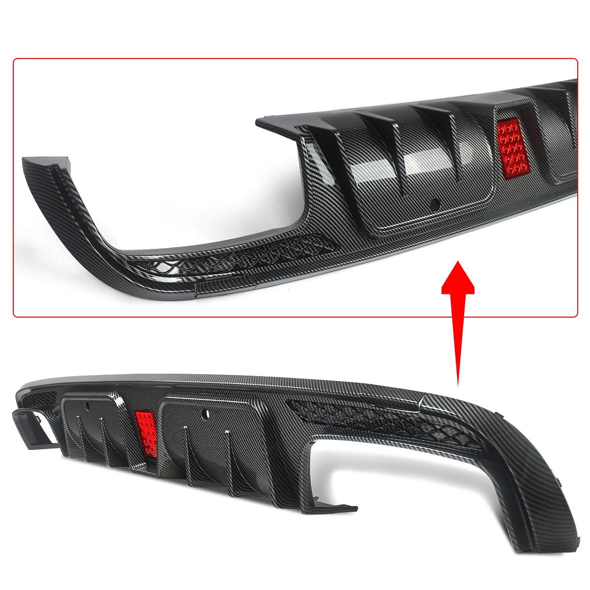 Rear Diffuser With Exhaust Tips For W205 2015-2021 Carbon Look For C63/ C63S/C43 4 Door Sedan Revix