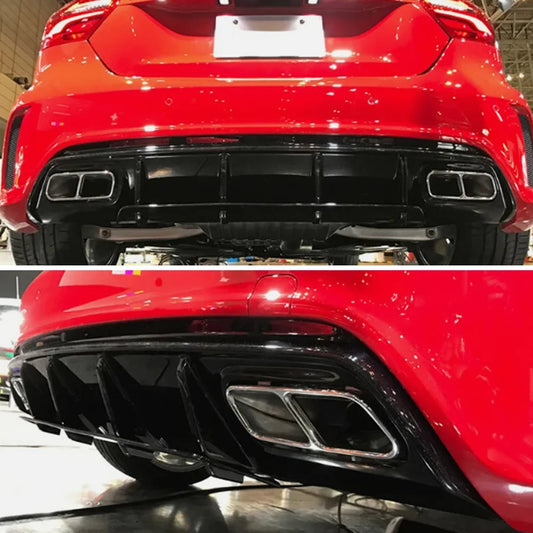 For Mercedes Benz W176 Bumper Diffuser with Exhaust Tips 2012-2018 A45 AMG A160/180/200/220/250 Hatchback Rear Revix