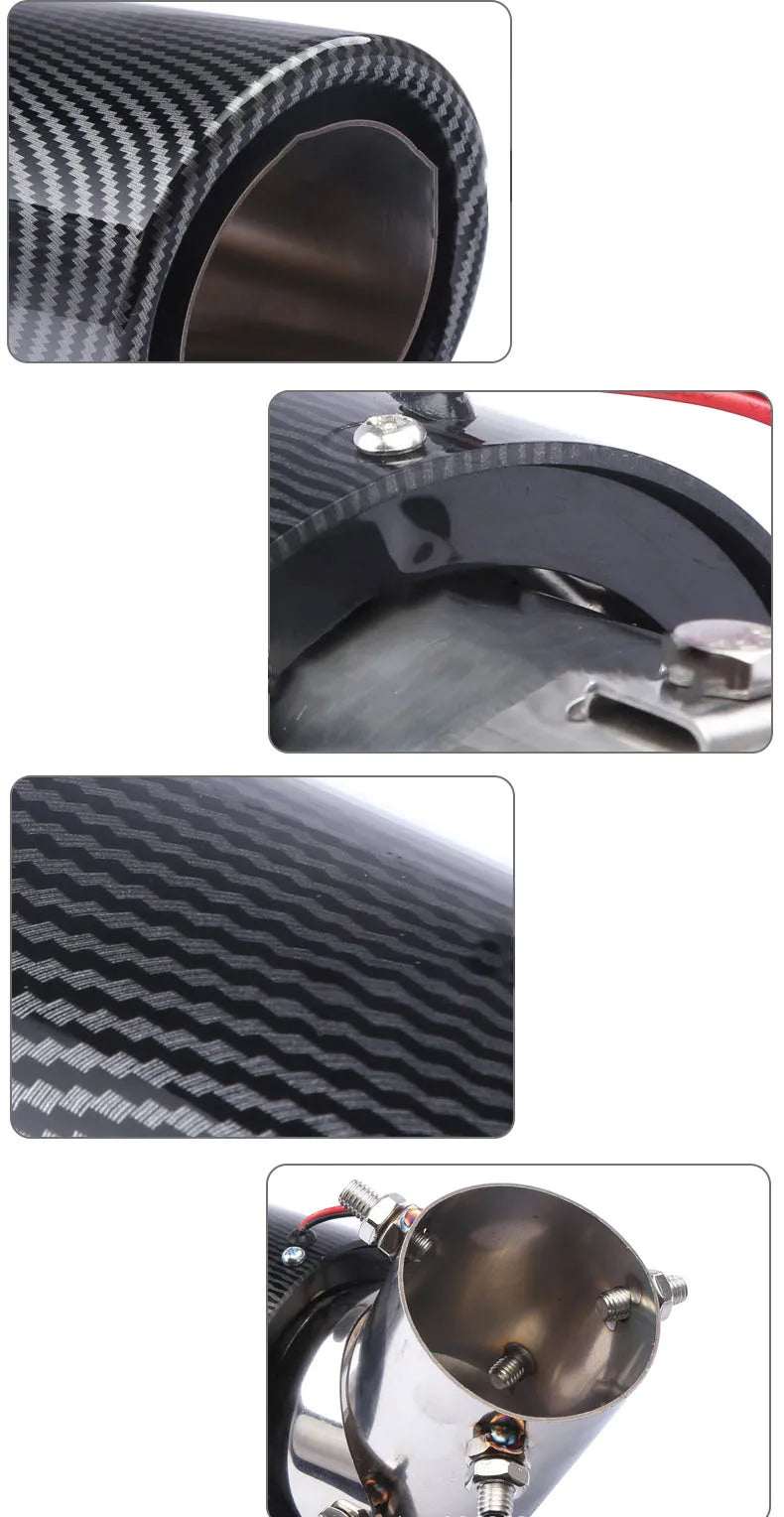 Universal Carbon Fiber Tailpipe With Led Lights 63mm Revix