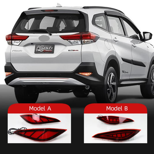 2PCS LED Reflector For Toyota Rush 2018 2019 2020 Car Rear Fog Lamp Brake Light Rear Bumper Decoration Lamp Revix