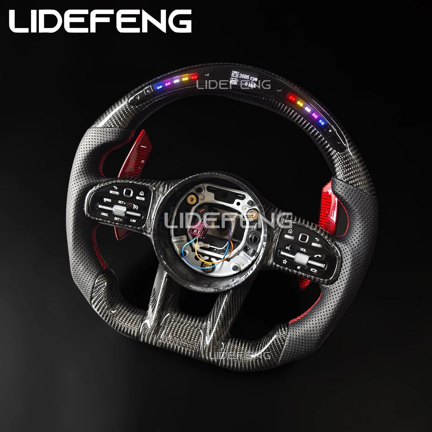 Retorfit LED Carbon Fiber Steering Wheel For Mercedes Benz AMG W204 W205 W213 C63 E63 G63 G55 G500 W212 W463 CLS63 GLA CLA Revix