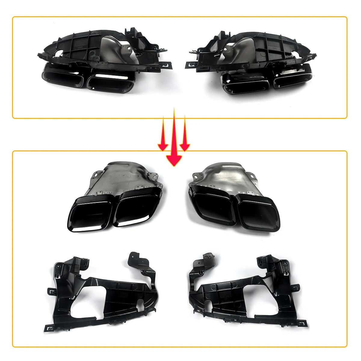 GLS63 AMG Style Black Rear Diffuser with Exhaust Tips for Mercedes Benz X167 2019+ Revix