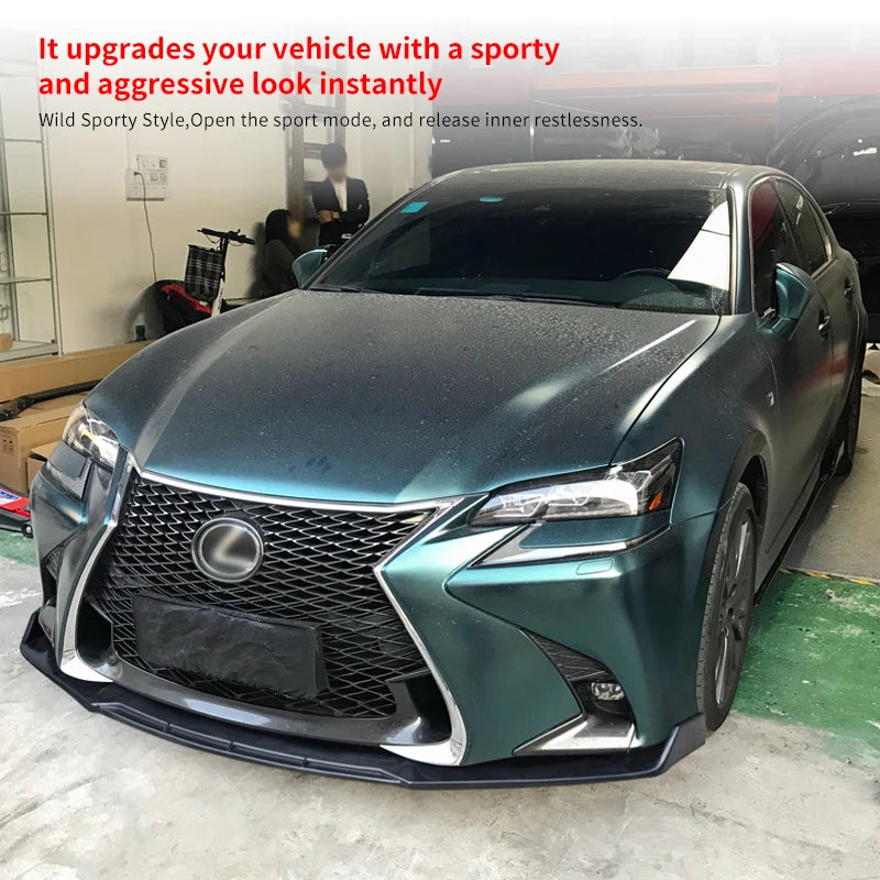 High Quality Car Front Bumper Lip Body Kit Chin Spoiler Diffuser Guard Accessories Carbon Fiber Look ABS For Lexus GS 2016-2020 Revix