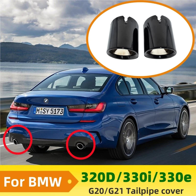For BMW 320d 330i 330e Exhaust Tailpipe cover G20 G21 Muffler Tip Nozzle Black Exhaust Head Revix