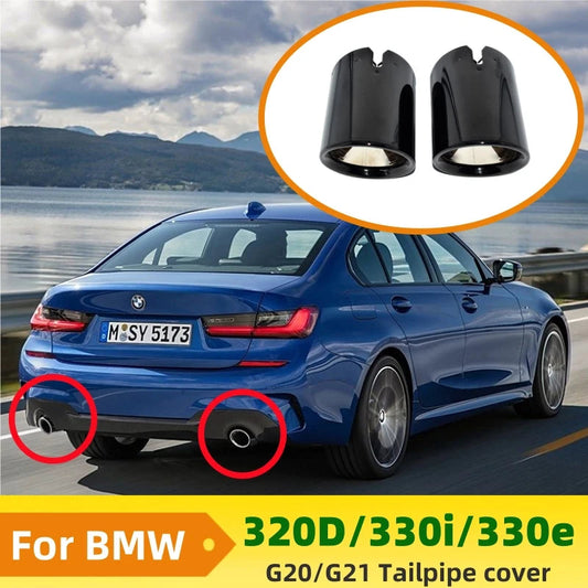 For BMW 320d 330i 330e Exhaust Tailpipe cover G20 G21 Muffler Tip Nozzle Black Exhaust Head Revix