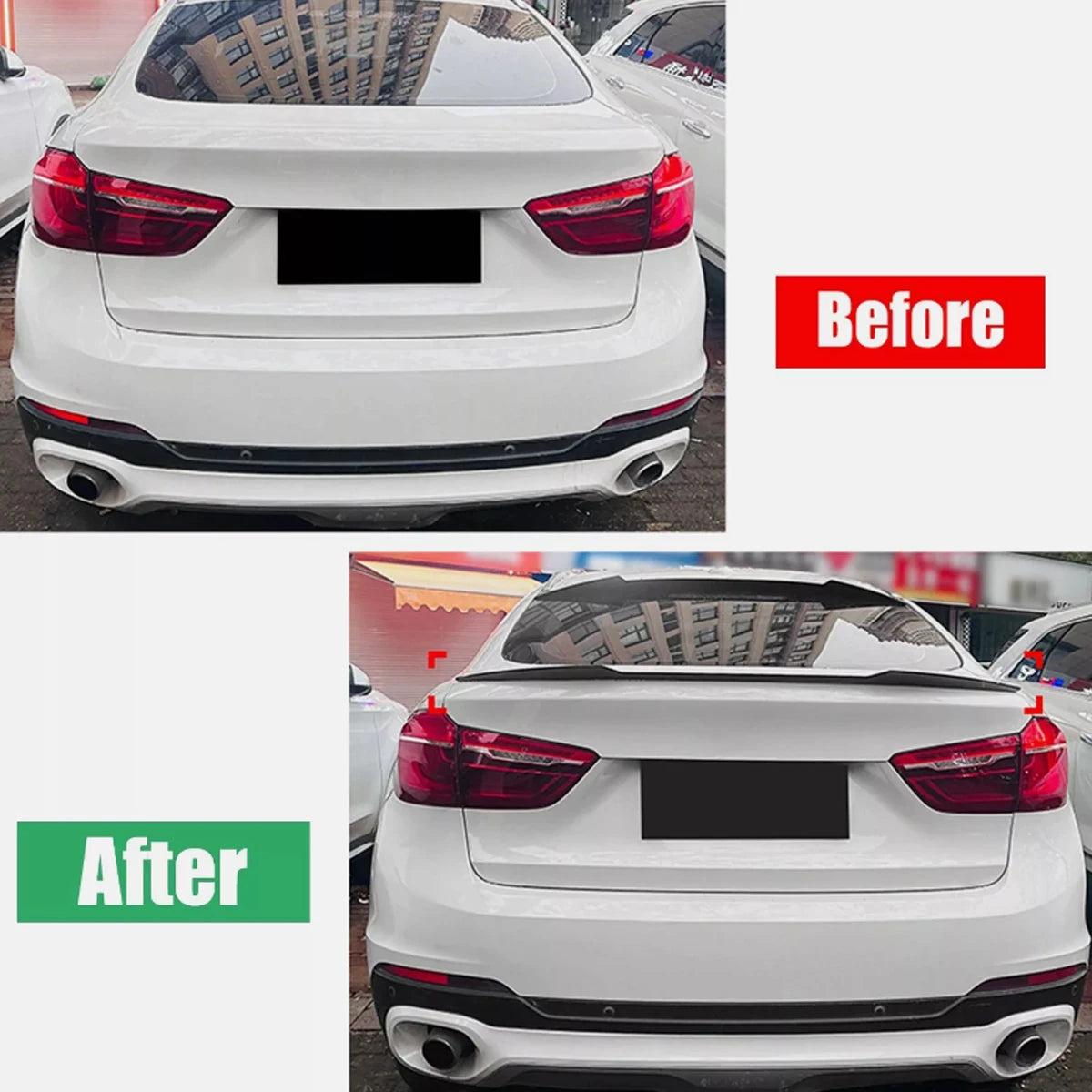 For BMW X6 F16 2015-2019 Gloss Black M4 Style Rear Roof Trunk Spoiler Wing Lip Revix