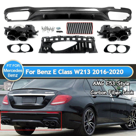 Rear Diffuser+Exhaust Tips For MERCEDES BENZ W213 E CLASS AMG-Line 2016-2020 Revix