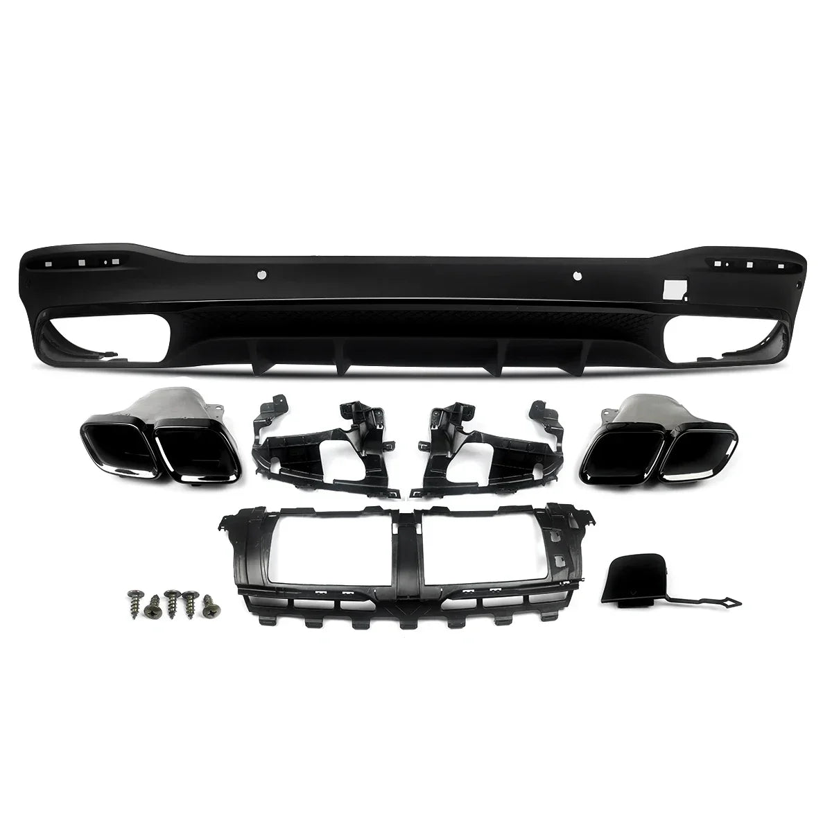 GLS63 AMG Style Black Rear Diffuser with Exhaust Tips for Mercedes Benz X167 2019+ Revix