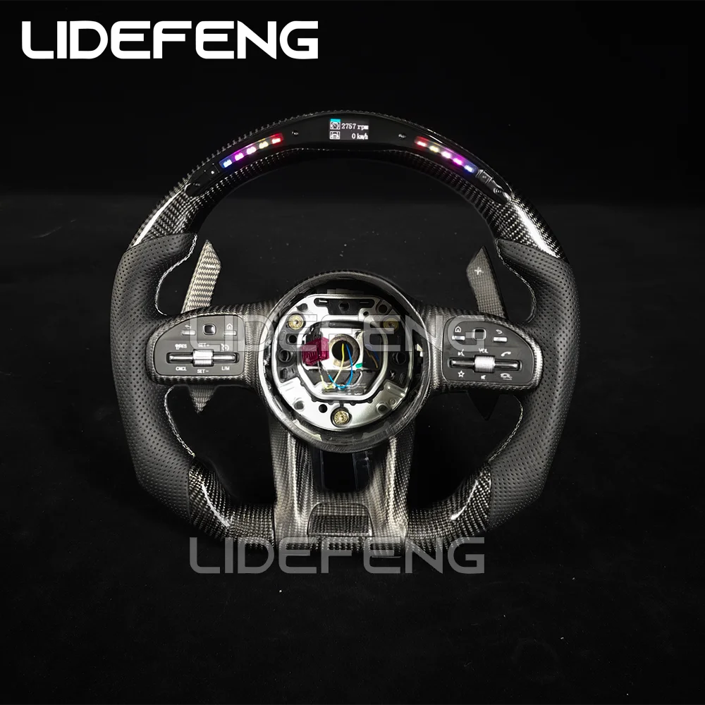 Retorfit LED Carbon Fiber Steering Wheel For Mercedes Benz AMG W204 W205 W213 C63 E63 G63 G55 G500 W212 W463 CLS63 GLA CLA Revix