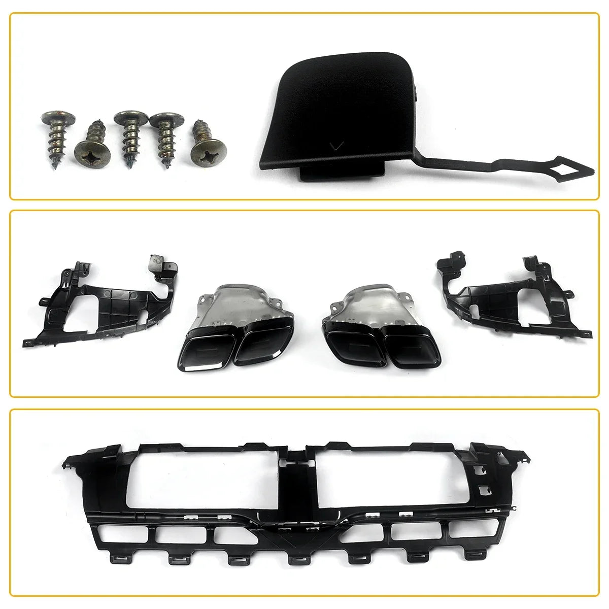 GLS63 AMG Style Black Rear Diffuser with Exhaust Tips for Mercedes Benz X167 2019+ Revix