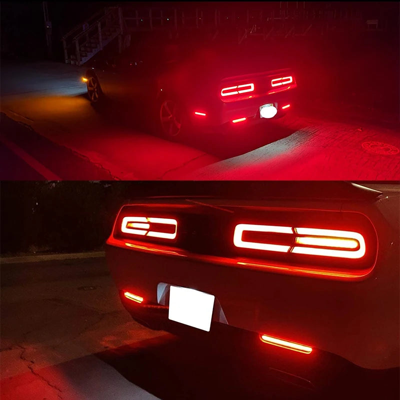 For Dodge Challenger 2015-2022 Clear & Smoked Lens LED Side Marker Lamp Amber Front Red Rear Side Fender Reflector Lights Revix