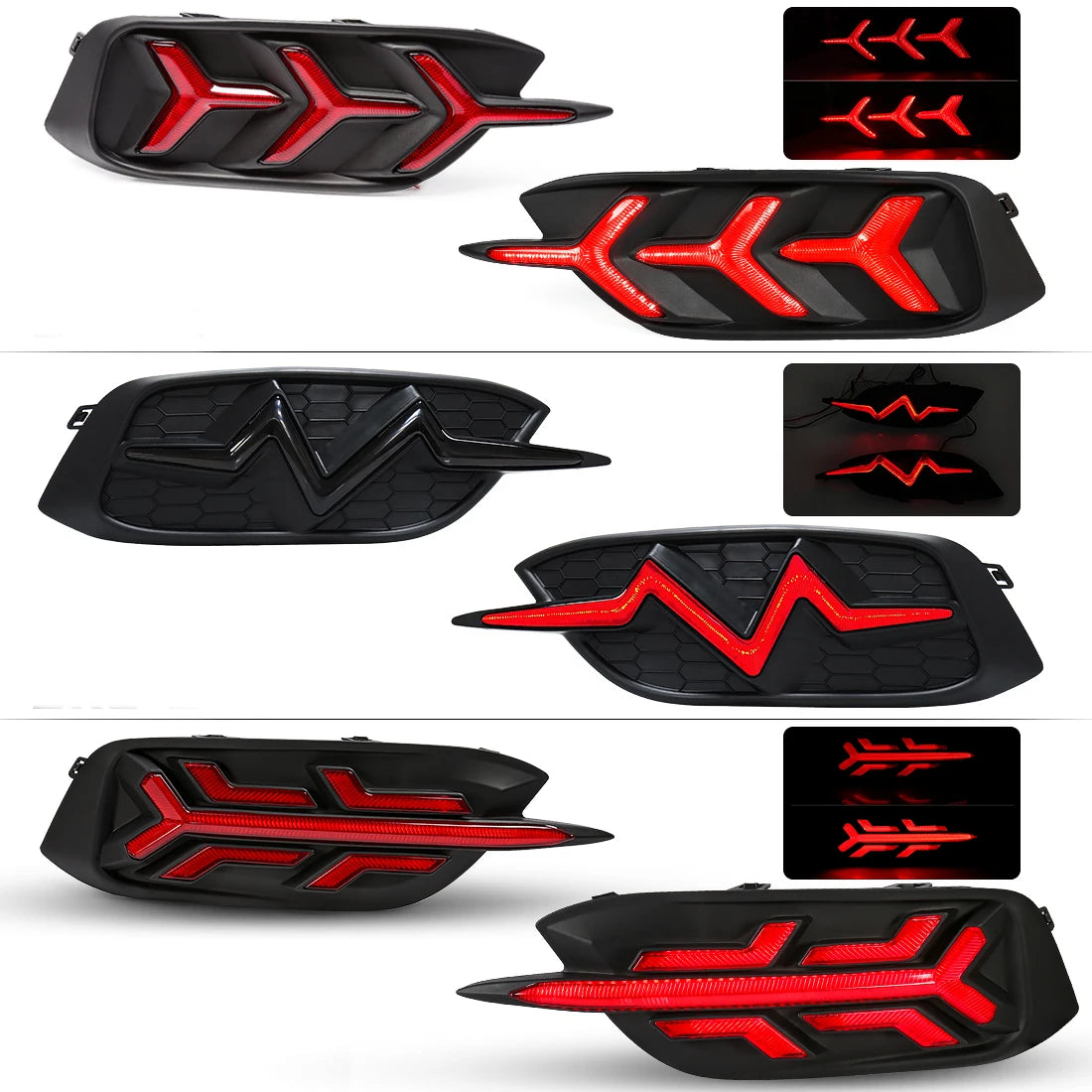 For Honda Civic 2016 2017 2018 2019 2020 LED Rear Bumper Reflector Light Brake Running Dynamic Turn Signal Car Accessories 12V Revix