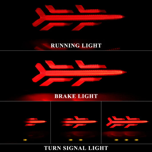 For Honda Civic 2016 2017 2018 2019 2020 LED Rear Bumper Reflector Light Brake Running Dynamic Turn Signal Car Accessories 12V Revix