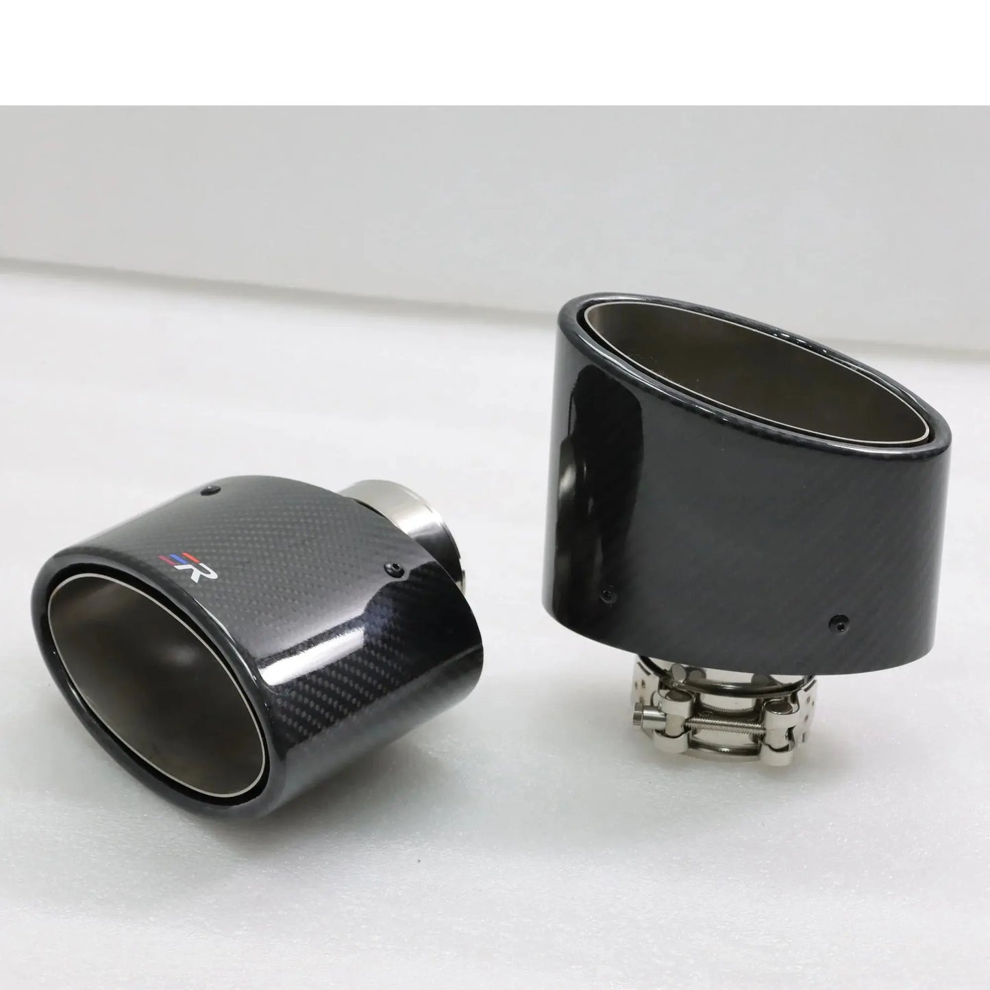 ER Exhaust Racing Real Carbon Fiber Oval Shape Exhaust Tips for Universal car Exhaust Modified Muffler Nozzle Upgrade Revix