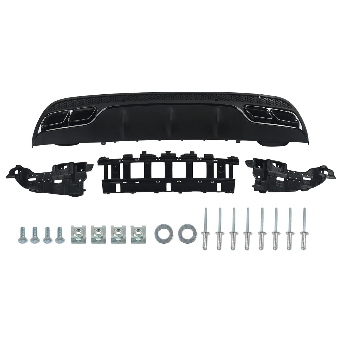 Fit for C63 AMG Style Rear Lip +Exhaust Tips  For Mercedes W205 Sedan 2015 2016 2017 2018 Revix