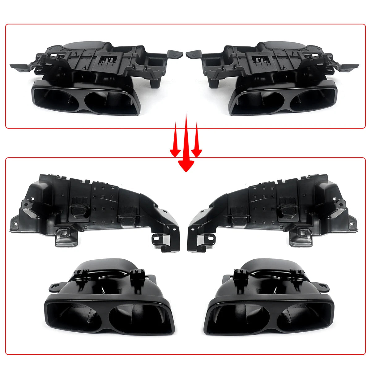 Rear Diffuser With Exhaust Tips For W205 2015-2021 Carbon Look For C63/ C63S/C43 4 Door Sedan Revix