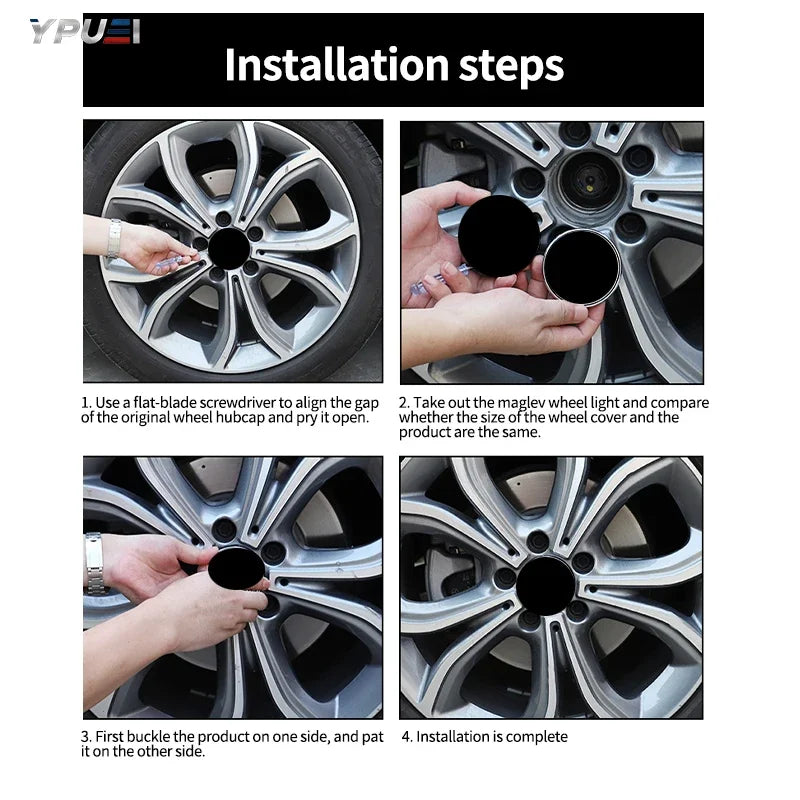 LED Wheel Caps with Floating Illumination For for Mercedes-Benz A CLASS B CLASS C 75mm Revix