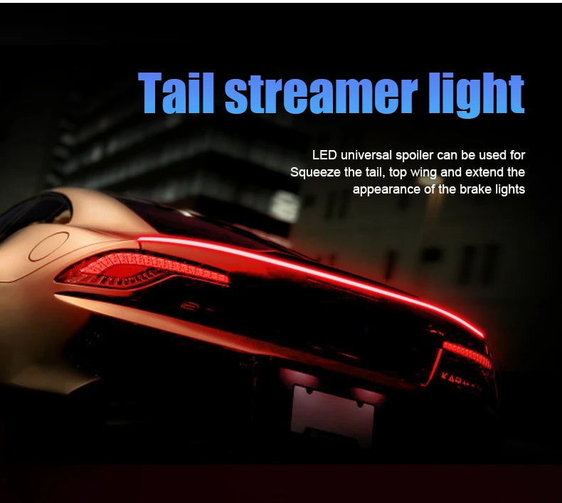 LED Spoiler Light Car Universal Carbon Fiber Spoiler Lip Kit Turn Signal Brake Warn Lamp Exterior Accessories Styling Tail Wing Revix