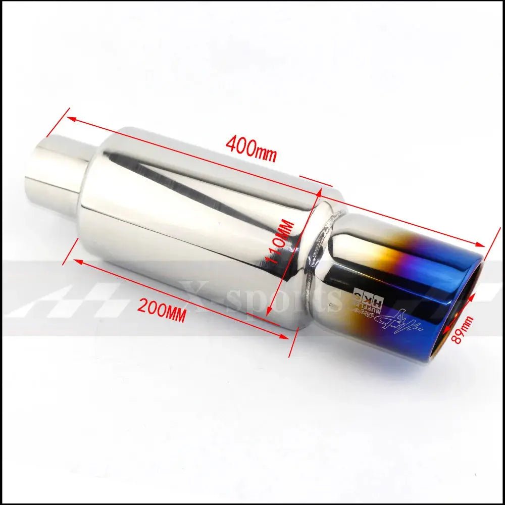 Car Motorbike Exhaust System Exhaust Pipe Muffler Tip Universal Stainless Steel ID 51MM 57MM 63MM Outlet 89mm Silencer Tail Pipe Revix