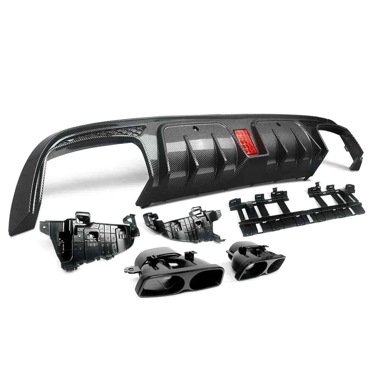 Rear Diffuser With Exhaust Tips For W205 2015-2021 Carbon Look For C63/ C63S/C43 4 Door Sedan Revix