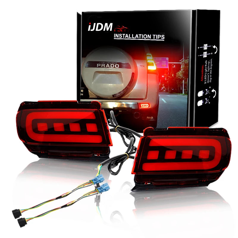 For Toyota Land Cruiser Prado 150 LC150 FJ150 GRJ150 2010 - 2020 Rear Bumper Reflector LED Car Tail Lamp Brake Turn Signal Light Revix